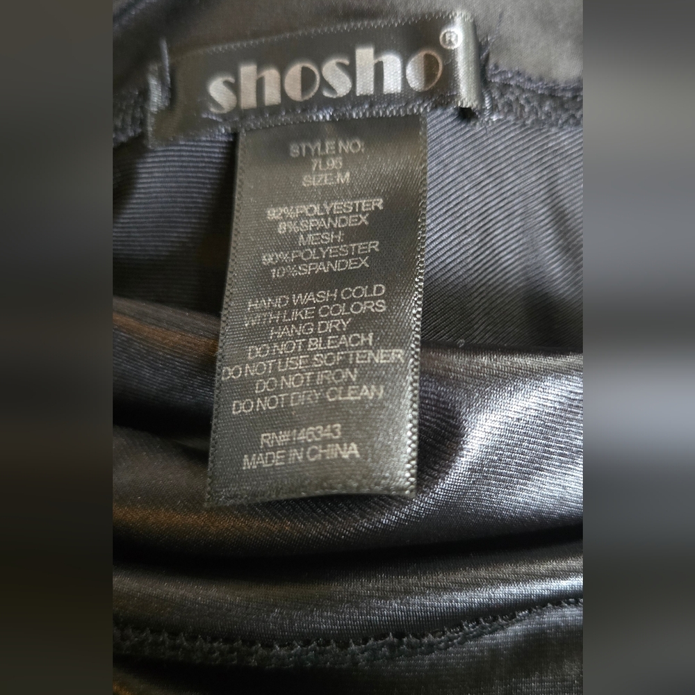Shosho Sport Black Faux Leather & Mesh Leggings SzM - Picture 6 of 6
